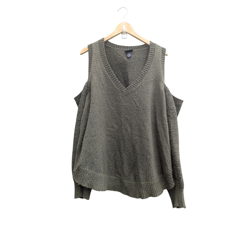 Over Sized Olive Green Sweater Cozy Cold Shoulder Plus Size 3X Gremlin Nature